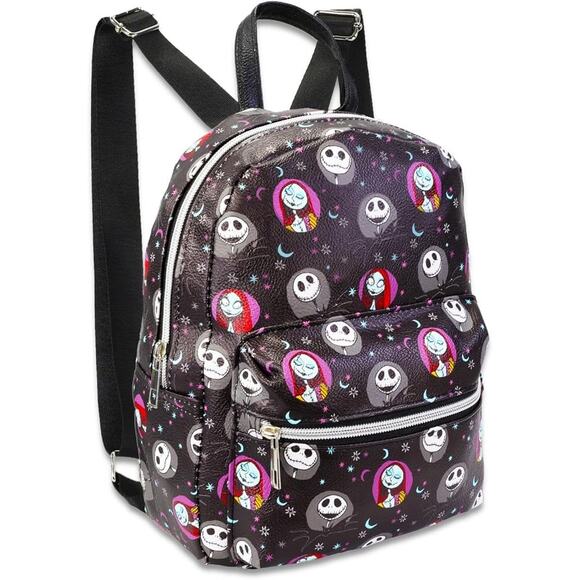 Nightmare Before Christmas Mini Backpack 10” Faux Leather Jack Sally Skellington - Picture 1 of 4